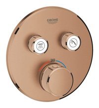 Grohe Krom Kaplama Tekli Çevirmeli Dereceli Ankastre Kare Banyo Bataryası Bakır