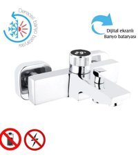 Clas Armatür Pirinç Çiftli Aç Kapa Ankastre Kare Banyo Bataryası Krom
