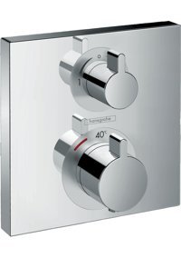 Hansgrohe 15714000 Pirinç Tekli Çevirmeli Dereceli Ankastre Kare Banyo Bataryası Krom