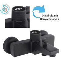 Clas Armatür Pirinç Çiftli Aç Kapa Ankastre Kare Banyo Bataryası Siyah