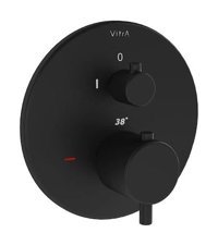 Vitra A4267236 Pirinç Çiftli Aç Kapa Dereceli Ankastre Kare Banyo Bataryası Siyah