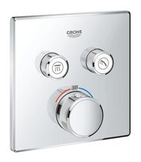 Grohe 29124000 Krom Kaplama Tekli Çevirmeli Dereceli Ankastre Kare Banyo Bataryası Krom