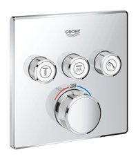 Grohe 29126000 Krom Kaplama Tekli Çevirmeli Dereceli Ankastre Kare Banyo Bataryası Krom