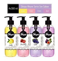 Sleepy Meyve Serisi Limon-Çilek-Üzüm-İncir Nemlendiricili Organik 4'lü 300 ml Sıvı Sabun