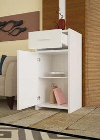 Modilayn Kapaklı Çekmeceli 2 Raflı Çok Amaçlı Dolap Beyaz 79x79 cm