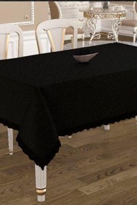 Estelica Dertsiz Polyester 160x220 cm Dikdörtgen Masa Örtüsü Siyah