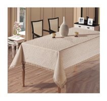 Estelica Dertsiz Polyester 160x220 cm Dikdörtgen Masa Örtüsü Krem