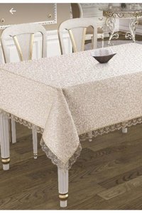 Firuze Dertsiz Polyester 160x220 cm Dikdörtgen Masa Örtüsü Kahverengi