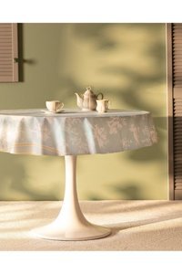 Madame Coco Bukuria PVC 160x220 cm Yuvarlak Masa Örtüsü Açık Mavi