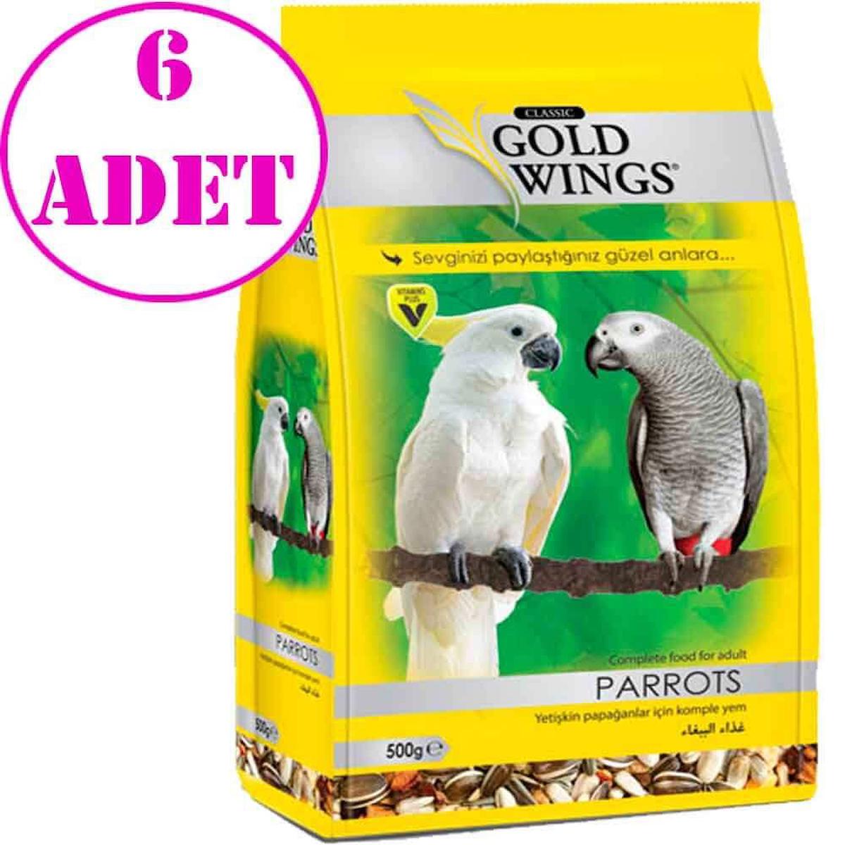 Gold Wings Classic Kabuklu Sade Vitaminli Yetişkin Papağan Yemi 6x500 gr