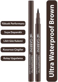 Gabrini Suya Dayanıklı Kahverengi Kalıcı İnce-Kalın Uçlu Keçe Likit Eyeliner