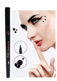 Roesıa Rose Cosmetics Çift Taraflı Suya Dayanıklı Mat Siyah Kalıcı İnce Uçlu Keçe Sıvı Eyeliner