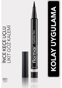 Flormar 001 Mat Siyah Kalıcı İnce Uçlu Keçe Kalem-Likit Eyeliner