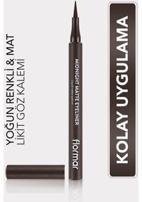 Flormar Mİdnight Suya Dayanıklı Mat Kahverengi Kalıcı Keçe Kalem-Likit Eyeliner
