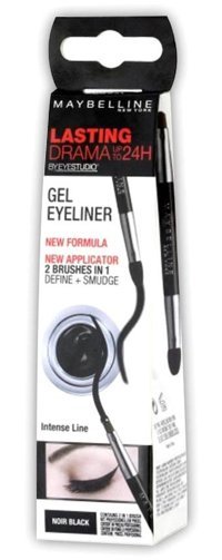 Maybelline New York Lasting Drama 24H Çift Taraflı Mat Siyah Kalıcı Kalın Uçlu Fırça Jel Eyeliner