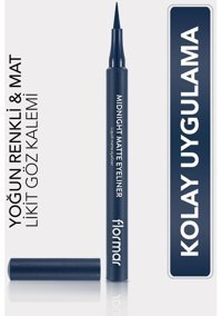 Flormar Mİdnight Suya Dayanıklı Mat Lacivert Kalıcı Keçe Kalem-Likit Eyeliner