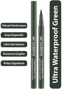 Gabrini Suya Dayanıklı Yeşil Kalıcı İnce-Kalın Uçlu Keçe Likit Eyeliner