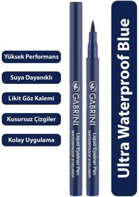Gabrini Suya Dayanıklı Mavi Kalıcı İnce-Kalın Uçlu Keçe Likit Eyeliner