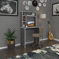 Kenzlife Kitaplıklı 140x40x70 cm Suntalam Gövdeli Gri Çalışma Masası