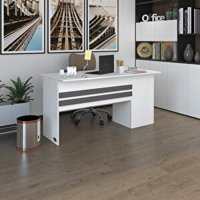Kenzlife Dolaplı 75x80x130 cm Suntalam Gövdeli Beyaz Çalışma Masası