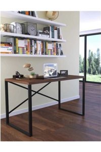 Noowa 72x60x90 cm Metal-Suntalam Gövdeli Ceviz-Siyah Çalışma Masası