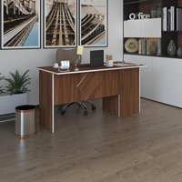 Kenzlife Dolaplı 75x80x160 cm Suntalam Gövdeli Koyu Ceviz Çalışma Masası