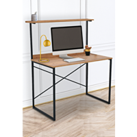 Weblonya 5430 Kitaplıklı 74x45x90 cm Metal-Suntalam Gövdeli Kahverengi-Siyah Çalışma Masası