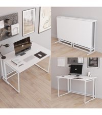 Fahrettin Küçük Worklife Katlanır 75x62x80 cm Metal-Yonga Levha Gövdeli Beyaz Çalışma Masası