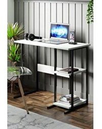 Ceramical MSR2 Kitaplıklı 72x44x90 cm Metal-Suntalam Gövdeli Beyaz-Siyah Çalışma Masası