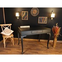 Wooding Mobilya Çekmeceli 80x80x120 cm Masif Gövdeli Siyah Çalışma Masası