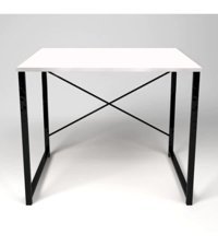 Umay 73x60x90 cm Ahşap-Metal Gövdeli Beyaz-Siyah Çalışma Masası