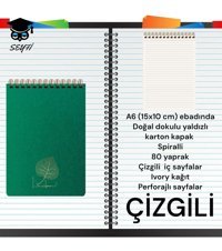 Seyfikirtasiye A6 Çizgili Küçük Boy Yeşil Not Defteri