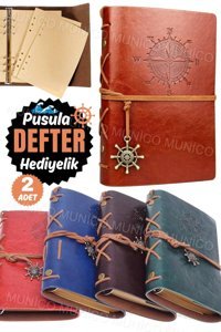 Munico Retro Denizcilik A6 Çizgisiz Orta Boy Kahverengi 2'li Not Defteri