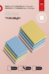 Motivasyon Yayınları Geo A5 Çizgisiz Düz Orta Boy Yeşil 8'li Set Not Defteri