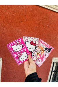 Namgo Hello Kitty A6 Çizgili Spiralli Küçük Boy Çok Renkli Set Not Defteri