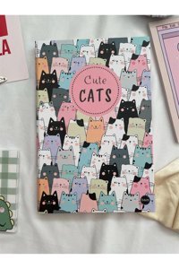 Planet Butik Cute Cats A5 Çizgisiz Büyük Boy Çok Renkli Not Defteri