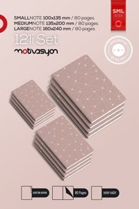 Motivasyon Yayınları Geo A5 Çizgisiz Düz Orta Boy Pembe Set Not Defteri