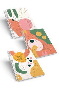 Conotes Summer Series A5 Çizgisiz Spiralli Orta Boy Pembe 3'lü Set Not Defteri