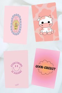 Anime Marketi Karışık Pinterest A5 Çizgisiz Düz Orta Boy Çok Renkli 4'lü Set Not Defteri