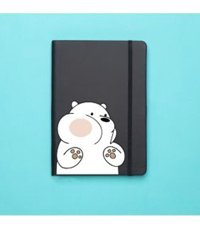 Mooodcase Ayıcık Desenli A5 Çizgili Orta Boy Siyah Not Defteri