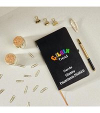 Çılgıntrend Kalemli A5 Çizgili Orta Boy Siyah Not Defteri