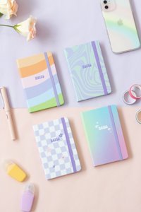 Matt Notebook Gökkuşağı Kalemli A6 Çizgili Lastikli Küçük Boy Çok Renkli 4'lü Set Not Defteri