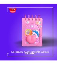 Vuslat Design Kalp A7 Çizgili Küçük Boy Pembe Not Defteri
