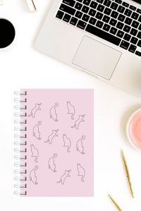 Martius Art Kedi Figür A5 Çizgisiz Orta Boy Pembe Not Defteri