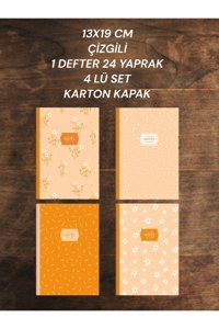 Seyfikirtasiye A6 Çizgili Düz Küçük Boy Turuncu 4'lü Set Not Defteri