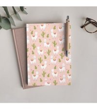Bikutumutluluk Süslü Lama Kalemli A5 Çizgisiz Orta Boy Pembe Not Defteri