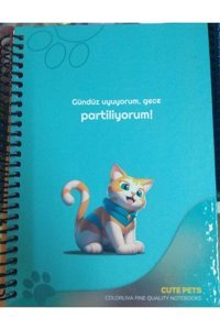 İleritoys Cute Pets A5 Çizgili Orta Boy Çok Renkli Not Defteri