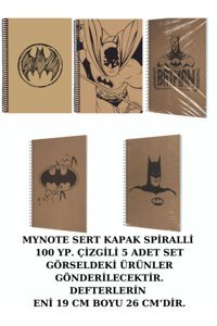 Mynote Batman B5 Çizgili Spiralli Orta Boy Çok Renkli 5'li Set Not Defteri