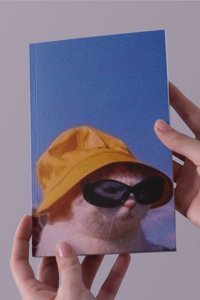 Hopena Şapkalı Kedi A5 Çizgisiz Orta Boy Çok Renkli Not Defteri