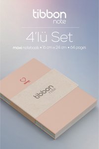 Tibbon B5 Çizgisiz Düz Büyük Boy Çok Renkli 4'lü Set Not Defteri